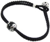 Bracciale sagola nera uomo con centrale su coccu e bottone argento