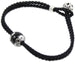 Bracciale sagola nera uomo con centrale su coccu e bottone argento