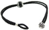 Bracciale sagola nera uomo con centrale su coccu e bottone argento