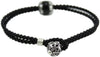 Bracciale sagola nera uomo con centrale su coccu e bottone argento
