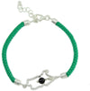 Bracciale verde donna Sardegna centrale in argento con pietra nera su coccu pendente