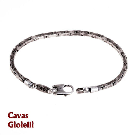 Braccialetto catena a sezione quadra in argento invecchiato