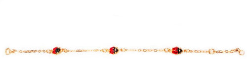 Braccialetto neonato bimbo - bimba in oro giallo 18kt Braccialettino cm 14,50 con Coccinelle Rosse Compleanno Battesimo Natale