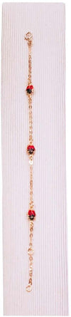 Braccialetto neonato bimbo - bimba in oro giallo 18kt Braccialettino cm 14,50 con Coccinelle Rosse Compleanno Battesimo Natale