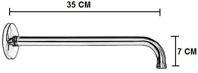 Braccio di sostegno per doccia in ottone cromato pesante da 35 cm