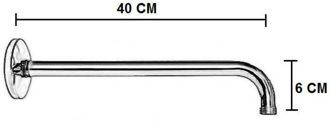 Braccio di sostegno per doccia in ottone cromato pesante da 40 cm