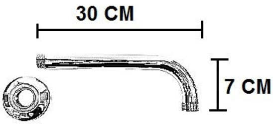 Braccio doccia in ottone cromato da 30 cm