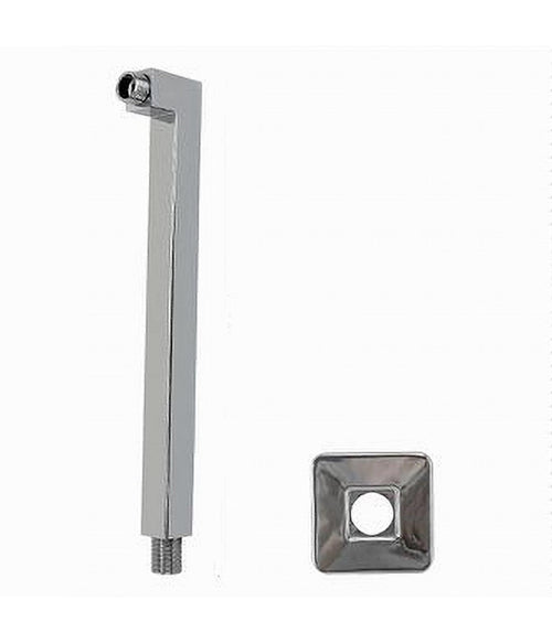 Braccio Doccia In Ottone Cromato Quadrato Per Soffione Con Rosone 30 Cm 59492