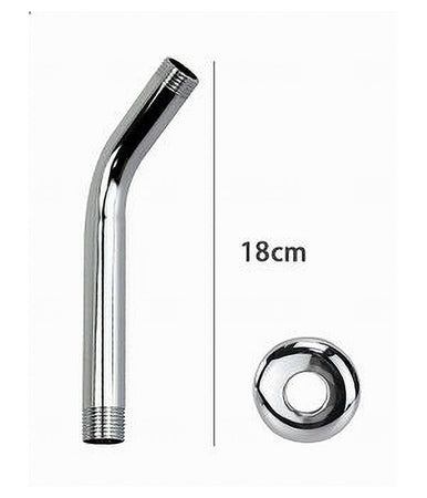 Braccio Per Soffione Doccia Bagno Tondo In Acciaio Cromato Con Rosone 18cm 59498
