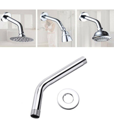 Braccio Per Soffione Doccia Bagno Tondo In Acciaio Cromato Con Rosone 18cm 59498