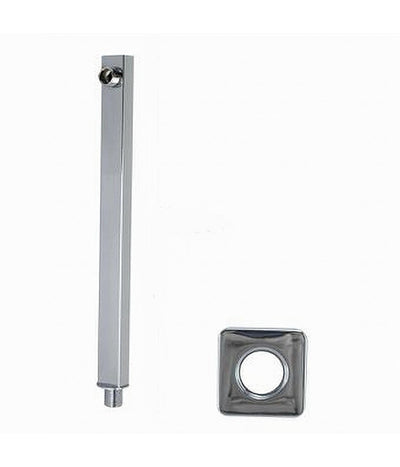 Braccio Per Soffione Doccia Quadrato In Ottone Cromato Con Rosone 25 Cm 59494