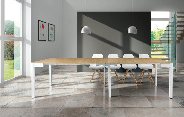 BRENT---tavolo-da-pranzo-consolle-90x50/100/150/200/250/300-Bianco-Milani-Home