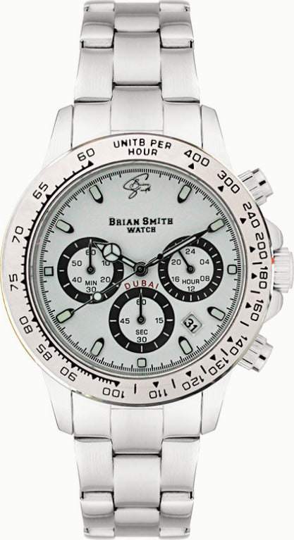 BRIAN-SMITH---OROLOGIO-CRONOGRAFO-DUBAI-ARGENTO/BIANCO--2224