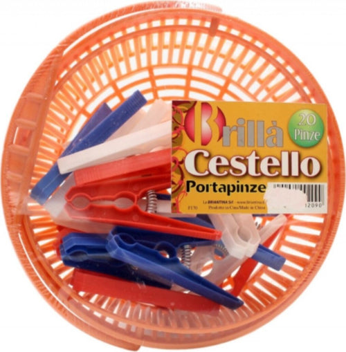 BRILLA'---CESTELLO-PORTAMOLLETTE-+-20-PINZE---COLORE-ARANCIONE