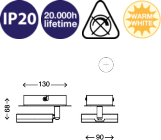BRILONER---FARETTO-LED---4W-330LUMEN-3000K---CROMO-SATINATO