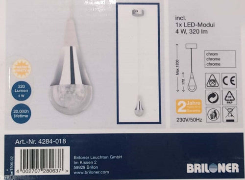 BRILONER---LAMPADARIO-A-SOSPENSIONE-CON-PENDENTE-A-GOCCIA---1XLED-MODUL---4W-320LM