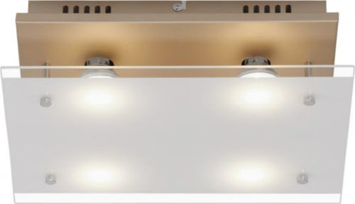 BRILONER---PLAFONIERA-4-LED---4W-400LUMEN--ORO-OPACO/VETRO-SATINATO