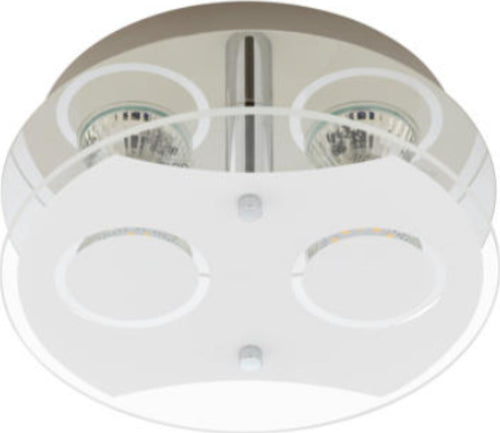 BRILONER---PLAFONIERA-ROTONDA-2-LED-Ø21cm---3W-250LM--CROMO/-VETRO-SATINATO-TRASPARENTE