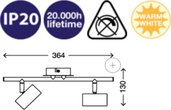 BRILONER--BARRA-2-LED-5W--350LUMEN-ARGENTO-ANTICHIZZATO