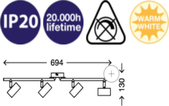 BRILONER--BARRA-SNODATA--4-LEDx5Wx350LUMEN-ARGENTO-ANTICHIZZATO