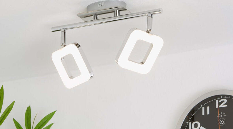 Briloner-Leuchten-Plafoniera-con-2-Faretti-LED-Integrata,-4-W,-Argento-[Classe-di-efficienza-energetica-A+]