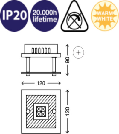 BRILONER--PLAFONIERA-1-LED---3W-250LM-3000K-CROMO/VETRO-SATINATO-TRASPARENTE