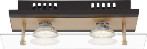 BRILONER--PLAFONIERA-2-LED---4W-400LUMEN---NERO/ORO-OPACO-VETRO-TRASPARENTE