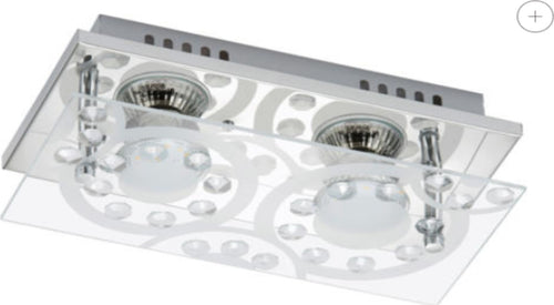 BRILONER--PLAFONIERA-2-LED-3W-250LUMEN-3000K-CROMO/VETRO-TRASPARENTE