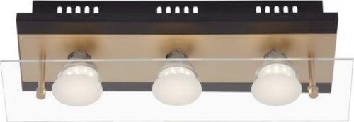 BRILONER--PLAFONIERA-3-LED---4W-400LUMEN---NERO/ORO-OPACO-VETRO-TRASPARENTE