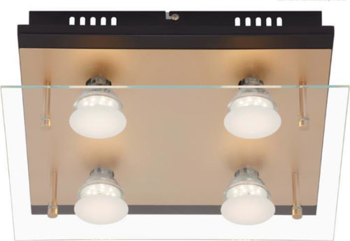 BRILONER--PLAFONIERA-4-LED---4W-400LUMEN--NERO/ORO-OPACO-VETRO-TRASPARENTE