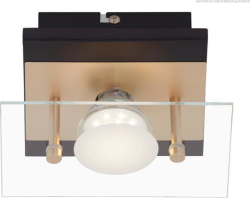 BRILONER--PLAFONIERA-LED---4W-400LUMEN--NERO/ORO-OPACO-VETRO-TRASPARENTE
