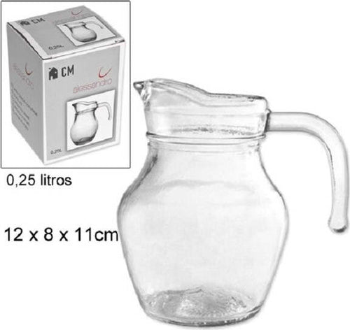 Brocca-Birra-0.25lt-Vetro-Trasparente-Caraffa-Manico-Acqua-Vino-Succhi-Bevande