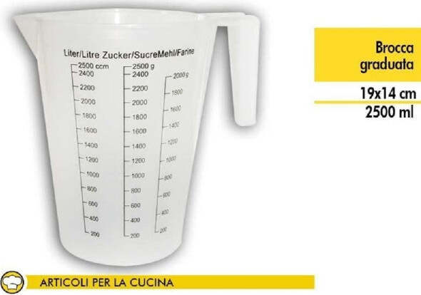 Brocca-Caraffa-Plastica-Graduata-Misurino-Dosatore-2500ml-Cucina-19x14cm-661812
