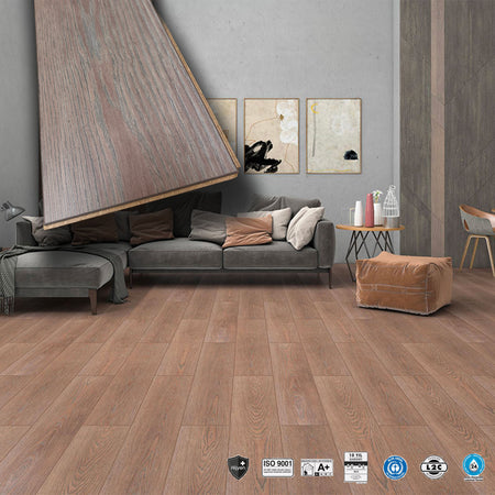 Pavimento in laminato 8mm Click Spazzolato  bisellato BRONZE 197x1205 - 10 anni garanzia (prezzo al m²)