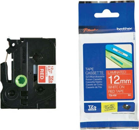 Brother - Nastro - Bianco-Rosso - TZE435 - 12mm x 8mt Cancelleria e prodotti per ufficio/Elettronica per ufficio/Accessori/Accessori per etichettatrici Eurocartuccia - Pavullo, Commerciovirtuoso.it