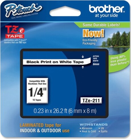 Brother - Nastro - Nero-Bianco - TZE211 - 6mm x 8mt Cancelleria e prodotti per ufficio/Elettronica per ufficio/Accessori/Accessori per etichettatrici Eurocartuccia - Pavullo, Commerciovirtuoso.it