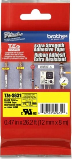 Brother - Nastro con adesivo resistente - Nero-Giallo - TZES631 - 12mm x 8mt Cancelleria e prodotti per ufficio/Elettronica per ufficio/Accessori/Accessori per etichettatrici Eurocartuccia - Pavullo, Commerciovirtuoso.it