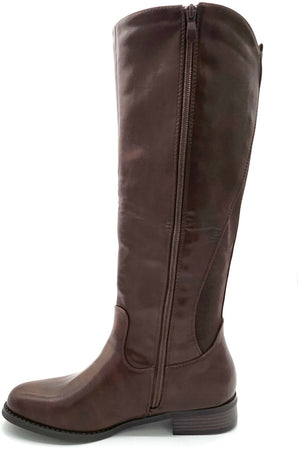 Brown - Stivali donna in ecopelle con elastico marrone