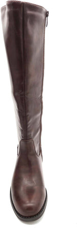 Brown - Stivali donna in ecopelle con elastico marrone