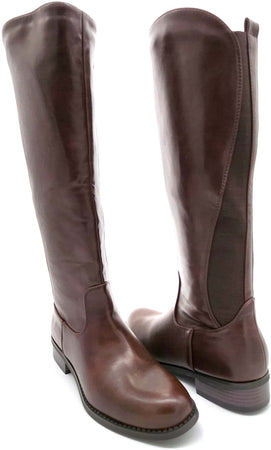 Brown - Stivali donna in ecopelle con elastico marrone