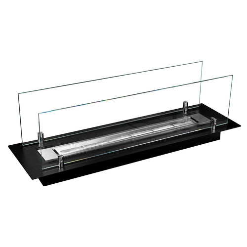 Bruciatore a Bioetanolo in Acciaio con vetri serbatoio da incasso da 1 lt 100 cm