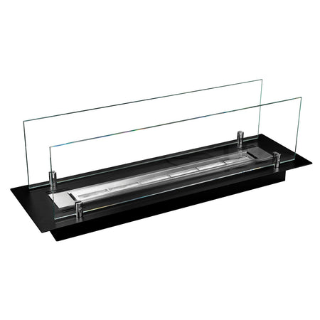 Bruciatore a Bioetanolo in Acciaio con vetri serbatoio da incasso da 0,7 lt 65 cm