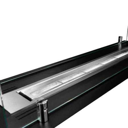 Bruciatore a Bioetanolo in Acciaio con vetri serbatoio da incasso da 0,7 lt 65 cm