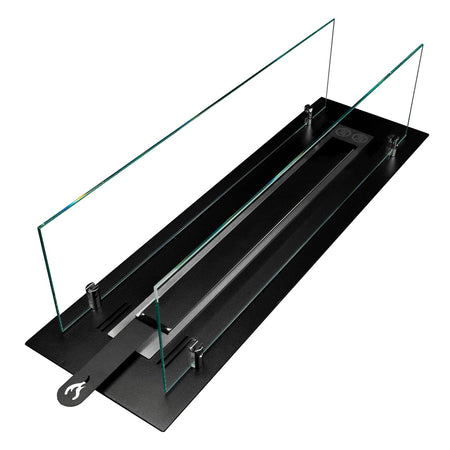 Bruciatore a Bioetanolo in Acciaio con vetri serbatoio da incasso da 0,7 lt 65 cm