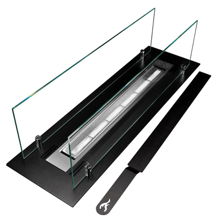 Bruciatore a Bioetanolo in Acciaio con vetri serbatoio da incasso da 1 lt 100 cm