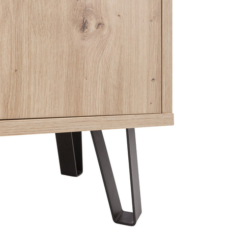 Mobile contenitore madia multiuso "Vitruvia" con 1 anta e 3 cassetti rovere e nero h 87 cm