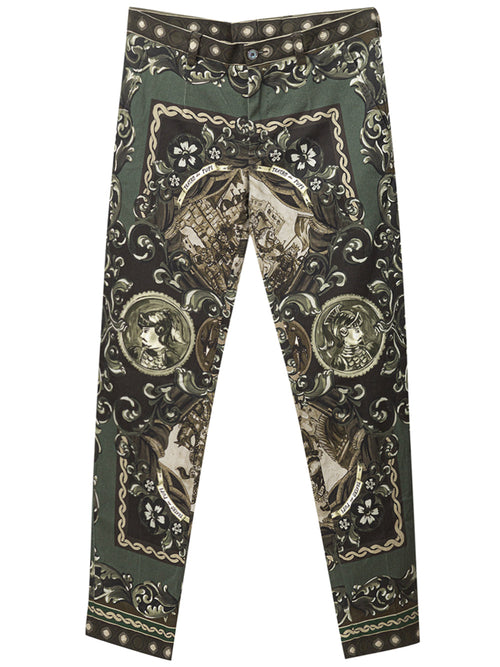Dolce & Gabbana Pantalone in Cotone con Stampa Pupi da donna