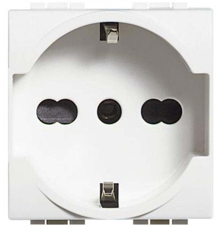 BTICINO---PRESA-SCHUKO-+-BIPASSO-10/16-ALIVING-LIGHT-BIANCA
