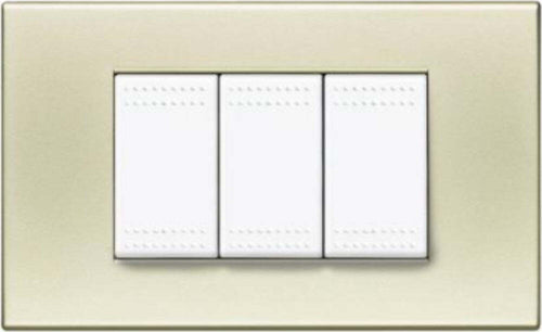 BTICINO-LIGHT---PLACCA-3-MODULI---COLORE-ARGENTO-LUCIDO-E-MATERIALE-TECNOPOLIMERO