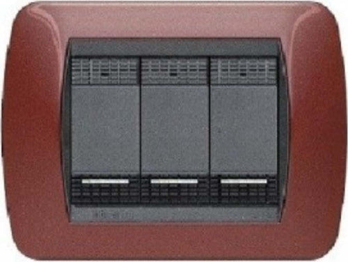 BTICINO-LIVING---PLACCA-RETTANGOLARE-3-MODULI---COLORE-AMARANTO-METALLICO